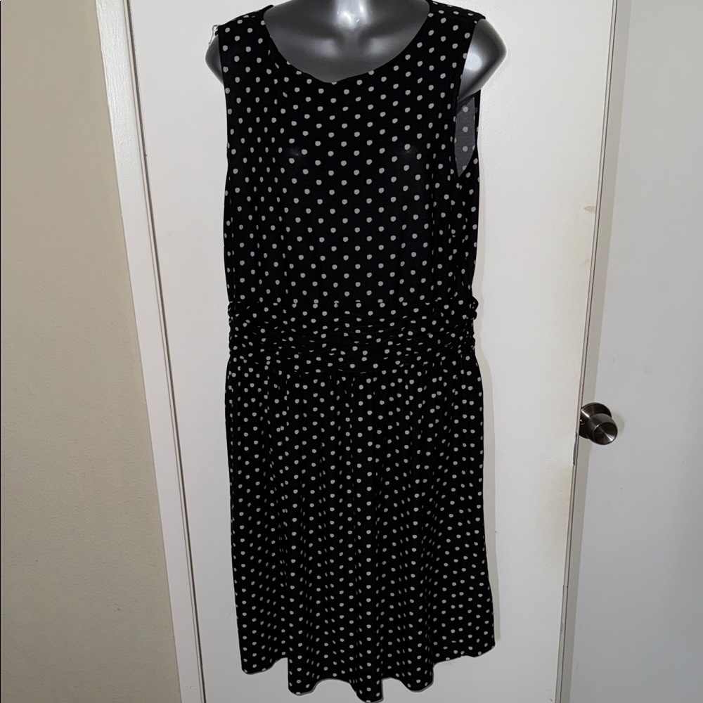 Danny & Nicole Black and White Polka Dot Midi Dress